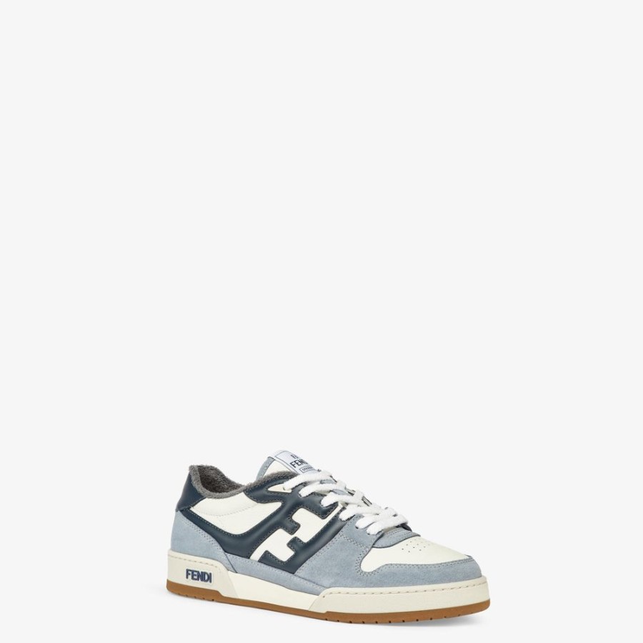 Herren Fendi Sneakers | Low-Top-Modell Aus Veloursleder In Hellblau