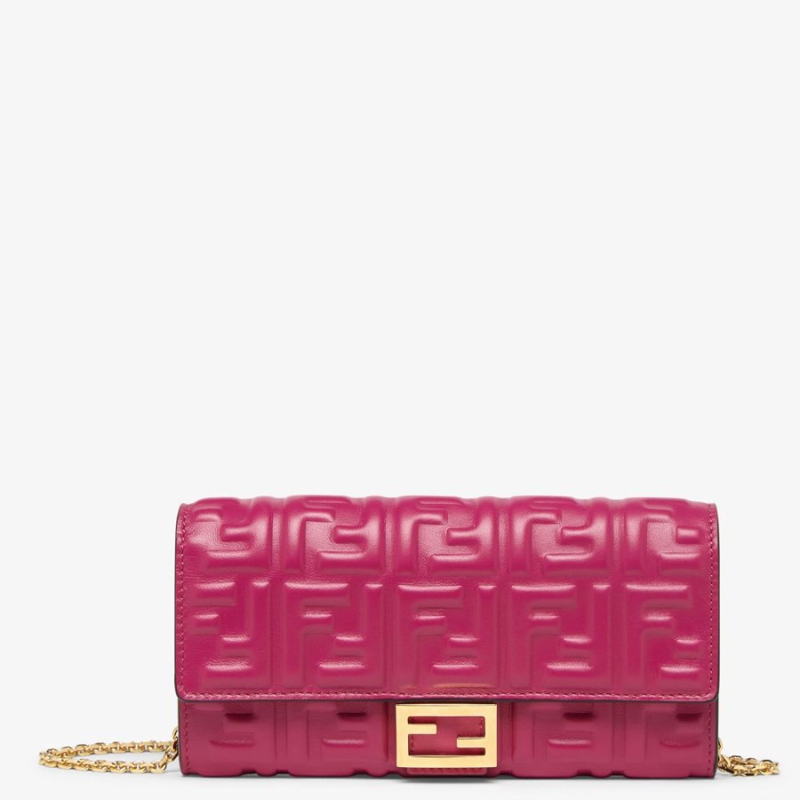 Damen Fendi Portemonnaies Mit Tragekette | Portemonnaie Aus Nappaleder In Fuchsia