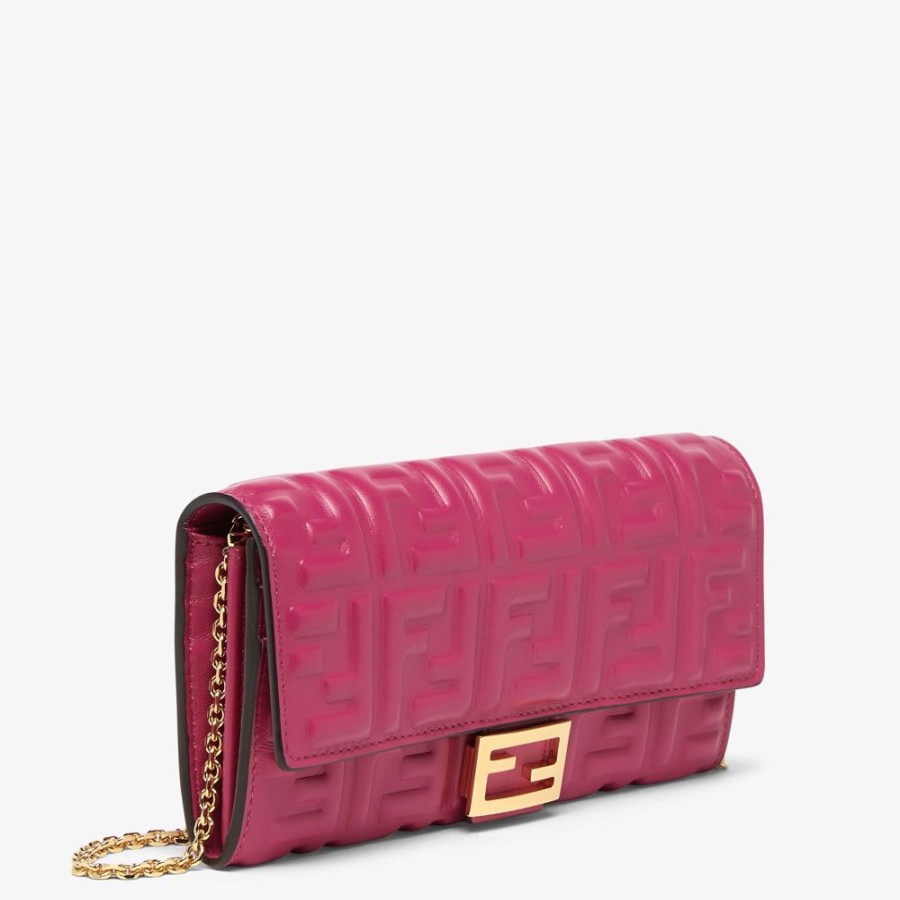 Damen Fendi Portemonnaies Mit Tragekette | Portemonnaie Aus Nappaleder In Fuchsia