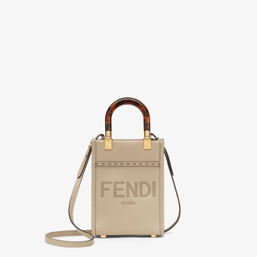 Damen Fendi Mini-Taschen | Mini-Tasche Aus Leder In Taubengrau