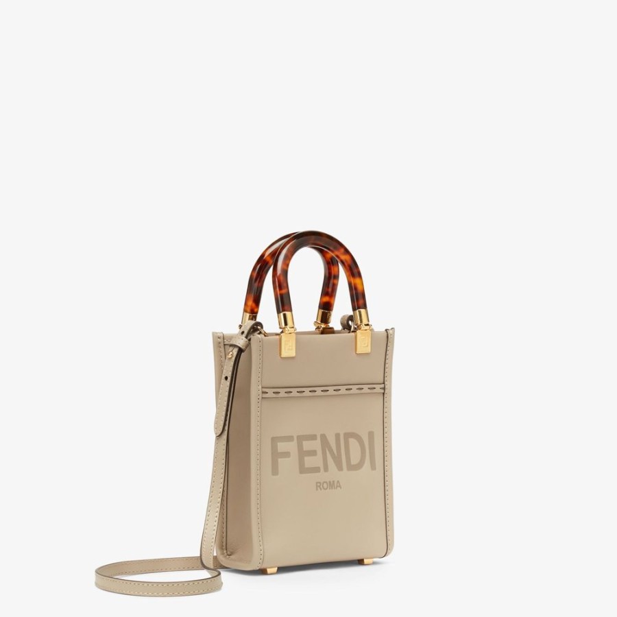 Damen Fendi Mini-Taschen | Mini-Tasche Aus Leder In Taubengrau