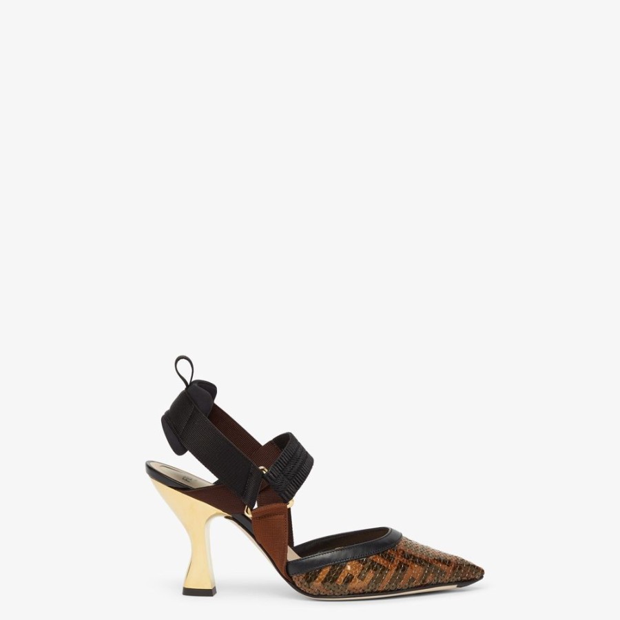 Damen Fendi Pumps Und Slingbacks | Slingback Mit Hohem Absatz Aus Netz In Schwarz