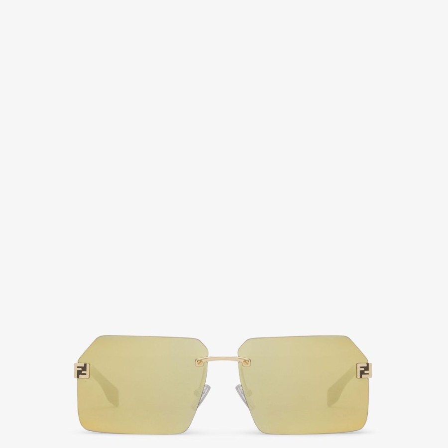 Herren Fendi Sonnenbrillen | Sonnenbrille Aus Metall In Gold-Optik