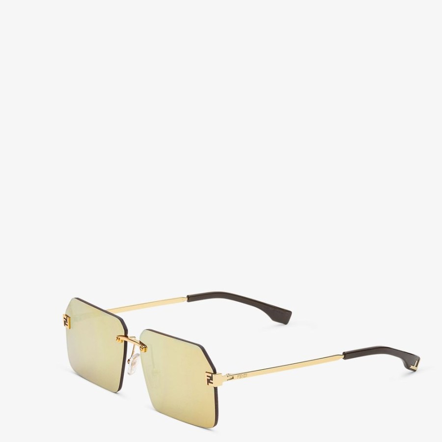 Herren Fendi Sonnenbrillen | Sonnenbrille Aus Metall In Gold-Optik