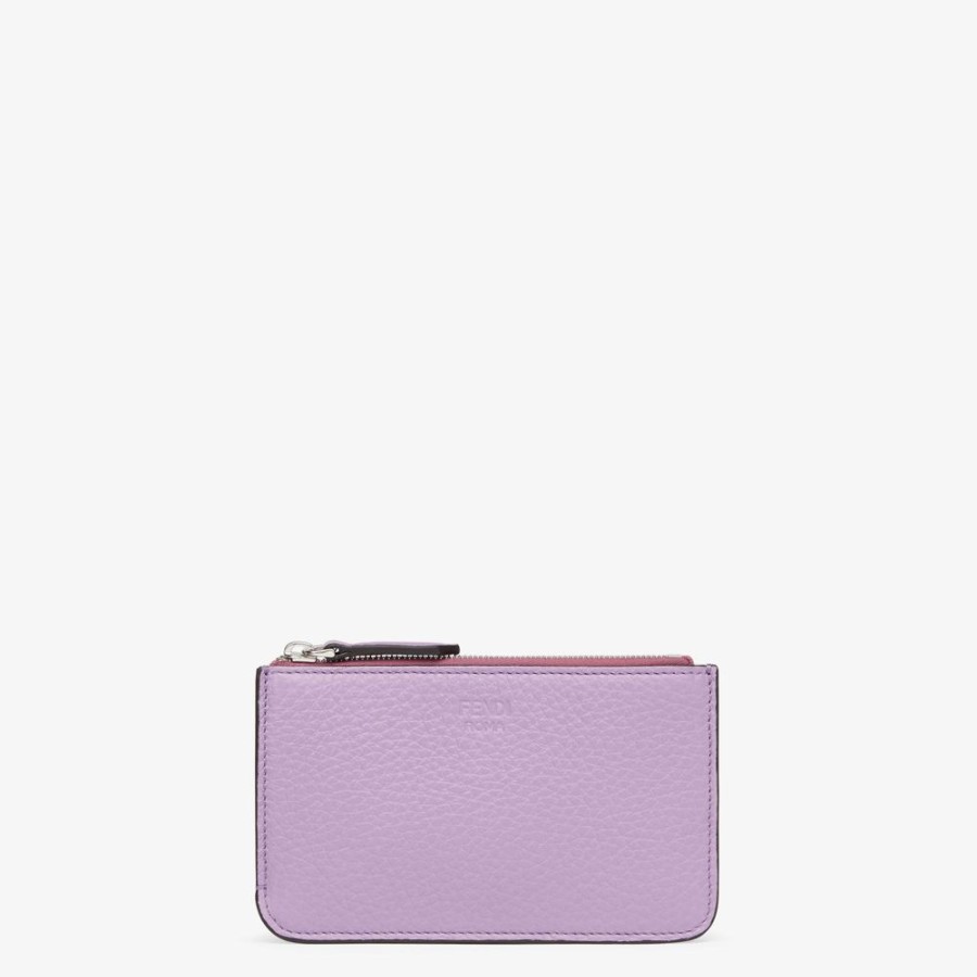 Damen Fendi Kartenetuis Und Kleine Accessoires | Pochette Aus Leder In Violett