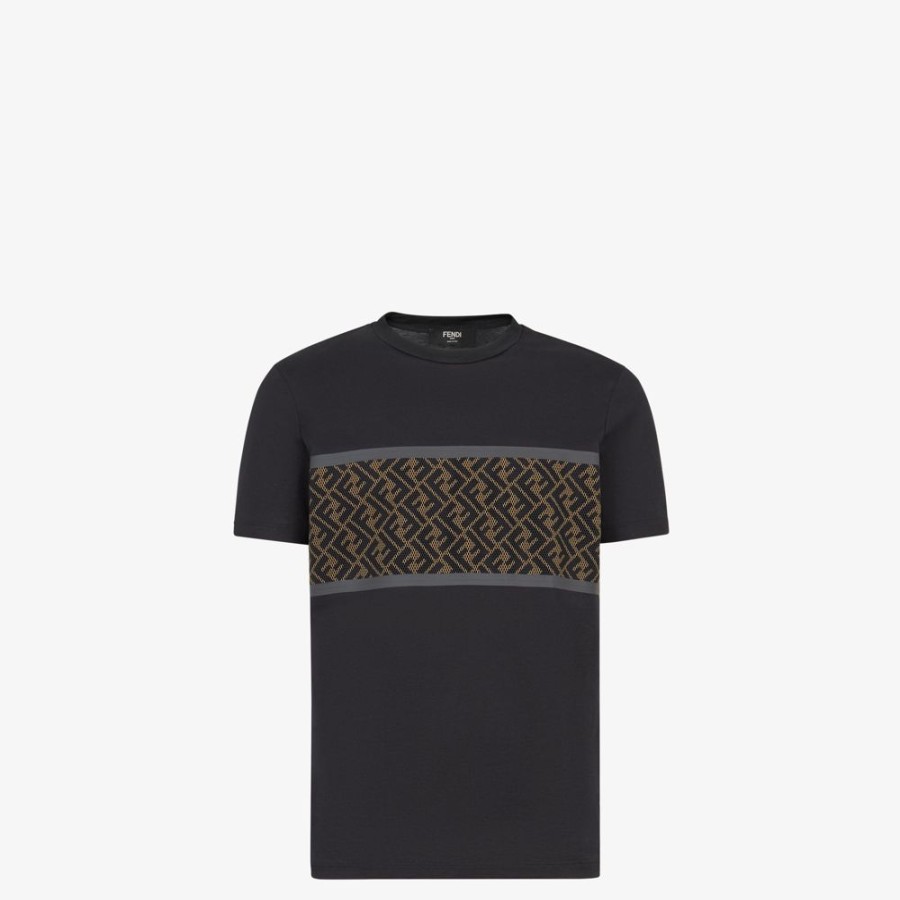 Herren Fendi T-Shirts Und Poloshirts | T-Shirt Aus Baumwolle In Schwarz