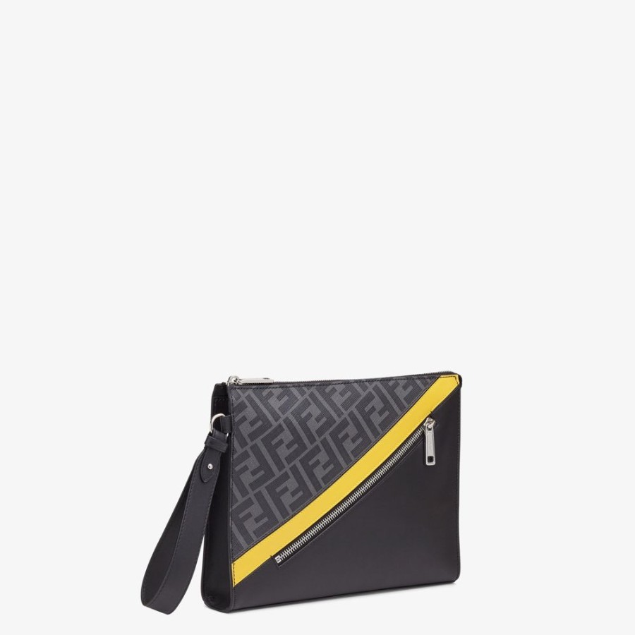 Herren Fendi Pochettes Und Handyhullen | Pochette Aus Stoff In Grau