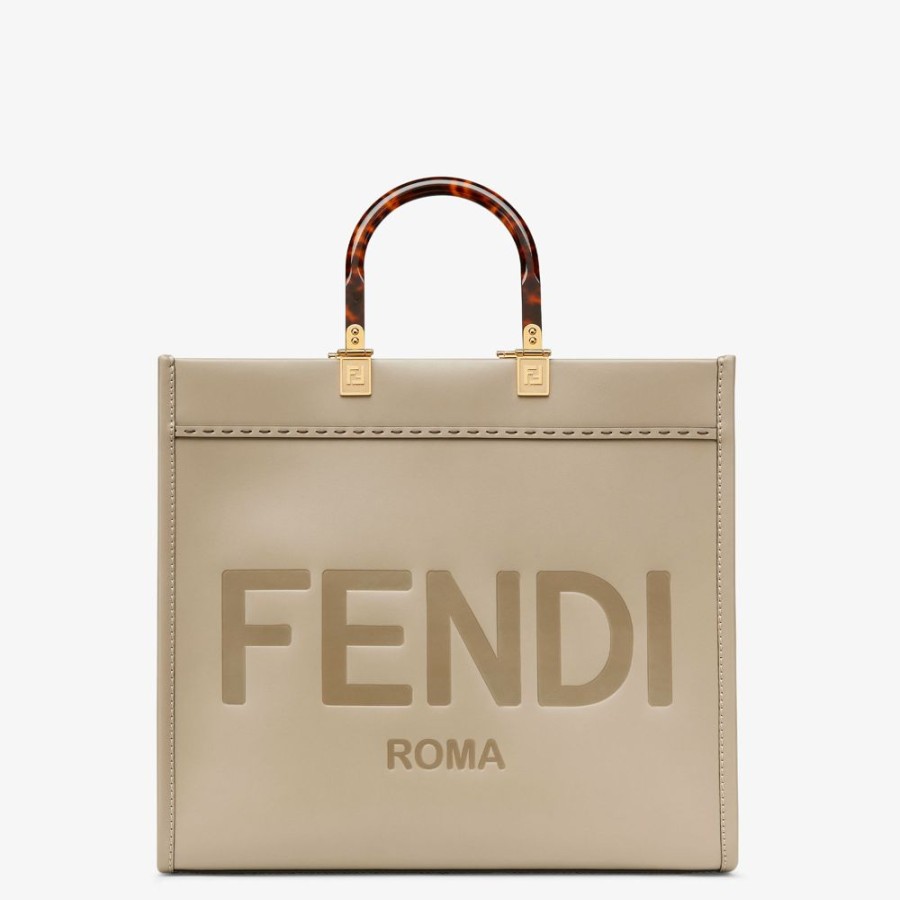 Damen Fendi Timeless | Shopper Tasche Aus Leder In Taube