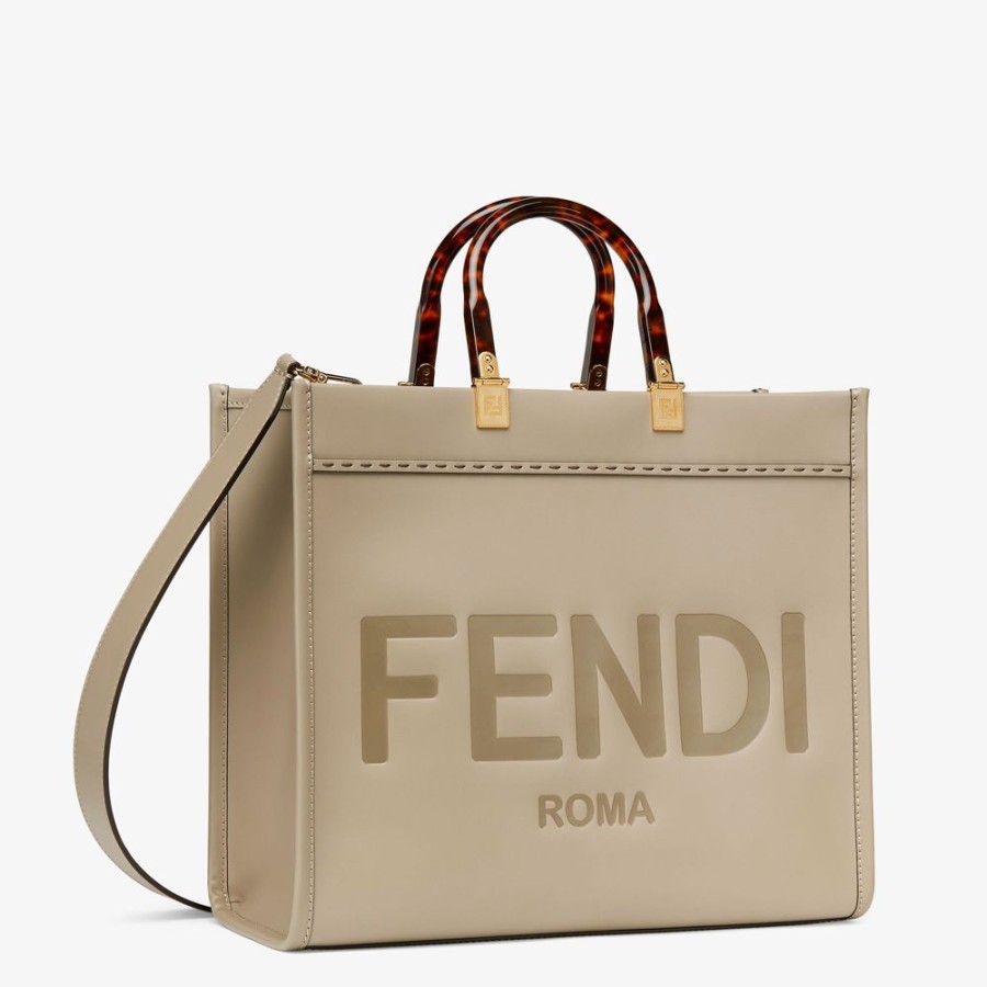 Damen Fendi Timeless | Shopper Tasche Aus Leder In Taube