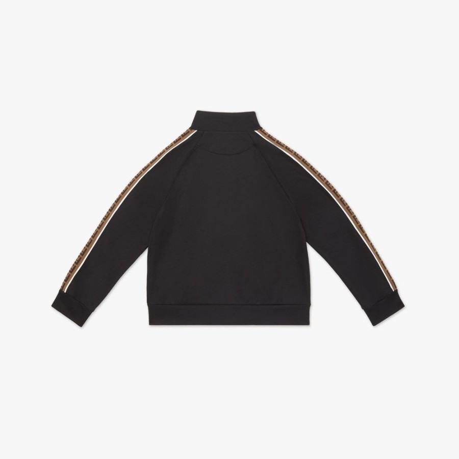 Kids Fendi Ready To Wear | Junior-Sweatshirt Aus Technischem Gewebe In Schwarz