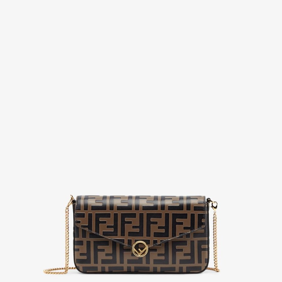 Damen Fendi Portemonnaies Mit Tragekette | Mini-Tasche Aus Leder In Braun