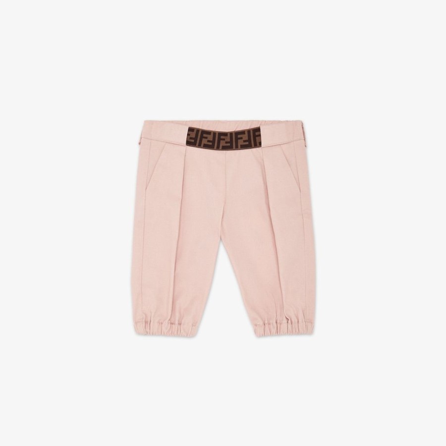 Kids Fendi Baby Madchen | Hose Aus Rosafarbener Baumwolle Mit Logo-Detail