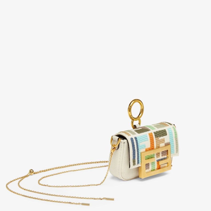 Damen Fendi Miniature Taschen | Anhanger Aus Canvas In Beige