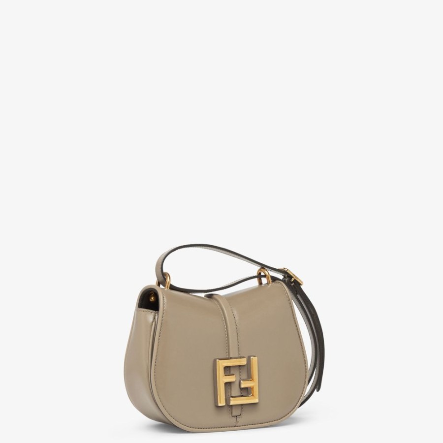 Damen Fendi Schulter- Und Crossbody-Taschen | Tasche Aus Glatt- Und Granatleder In Taubengrau