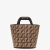 Herren Fendi Tote Taschen | Tasche Ff Aus Kaschmir In Braun