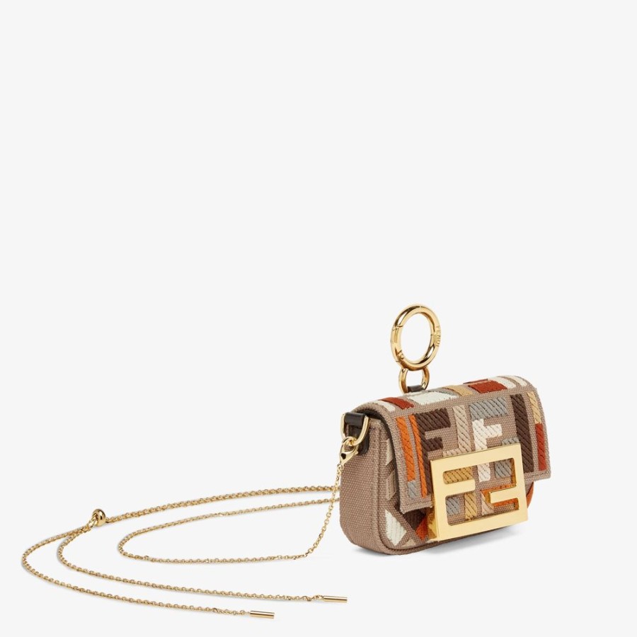 Damen Fendi Miniature Taschen | Charm Aus Canvas In Grau