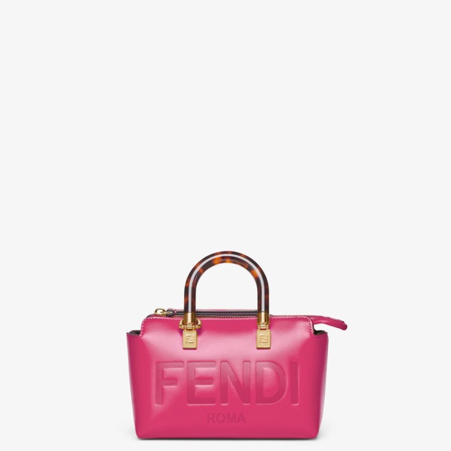 Damen Fendi Mini-Taschen | Kleine Boston Bag Aus Leder In Fuchsia