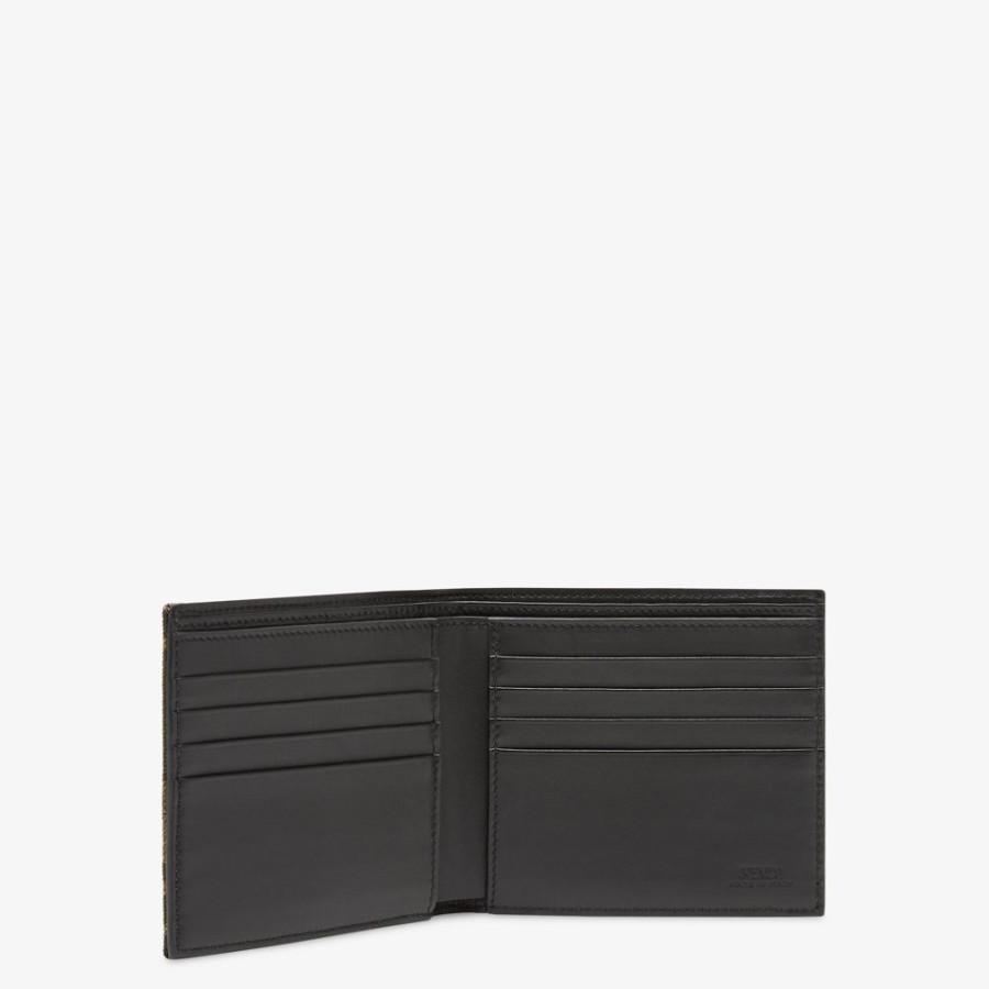 Herren Fendi Portemonnaies | Bifold-Form Aus Ff-Stoff In Braun