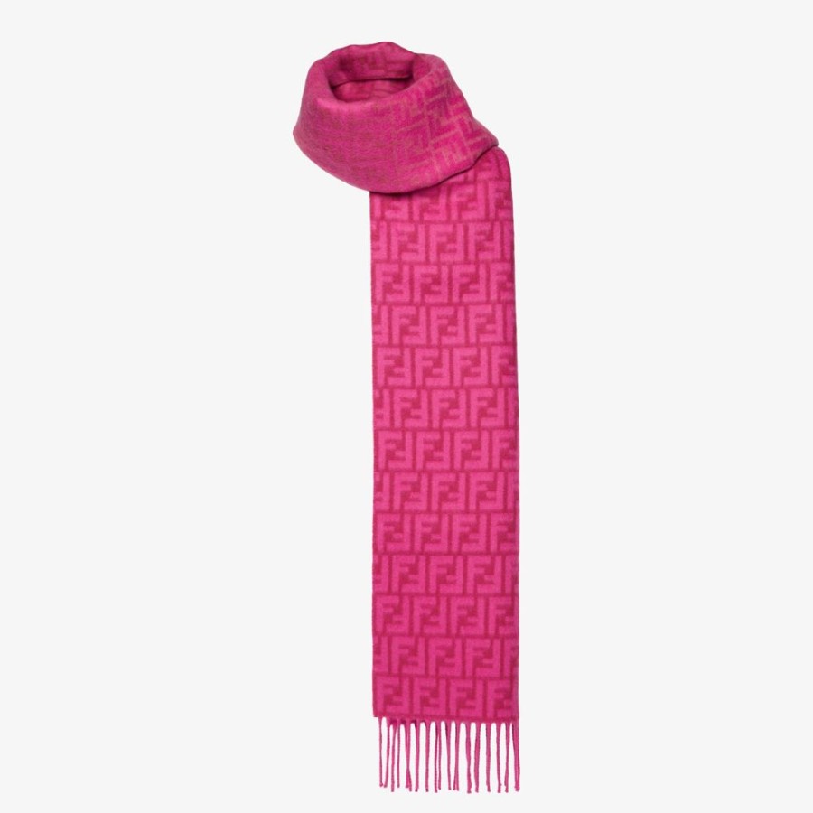 Damen Fendi Schals Und Ponchos | Schal Aus Wolle Und Kaschmir In Alpenveilchen Rosa