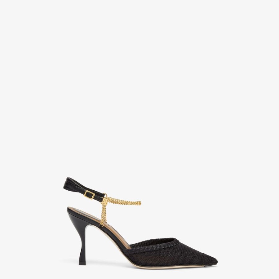 Damen Fendi Pumps Und Slingbacks | Slingback Mit Hohem Absatz Aus Netz In Schwarz