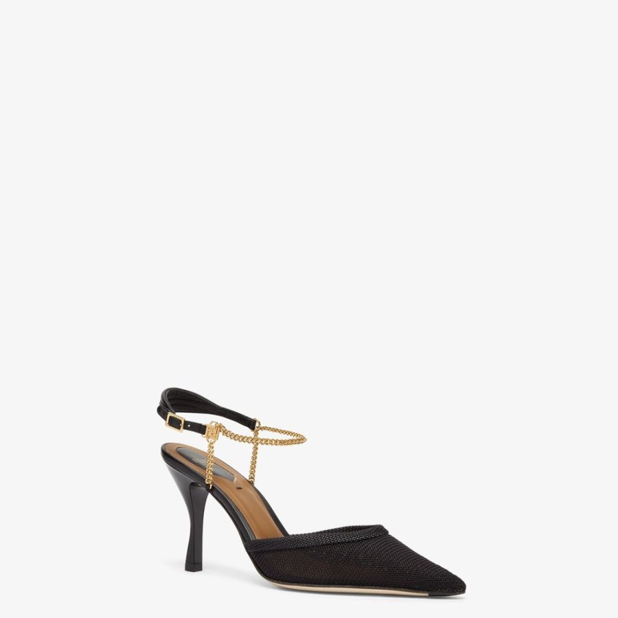 Damen Fendi Pumps Und Slingbacks | Slingback Mit Hohem Absatz Aus Netz In Schwarz