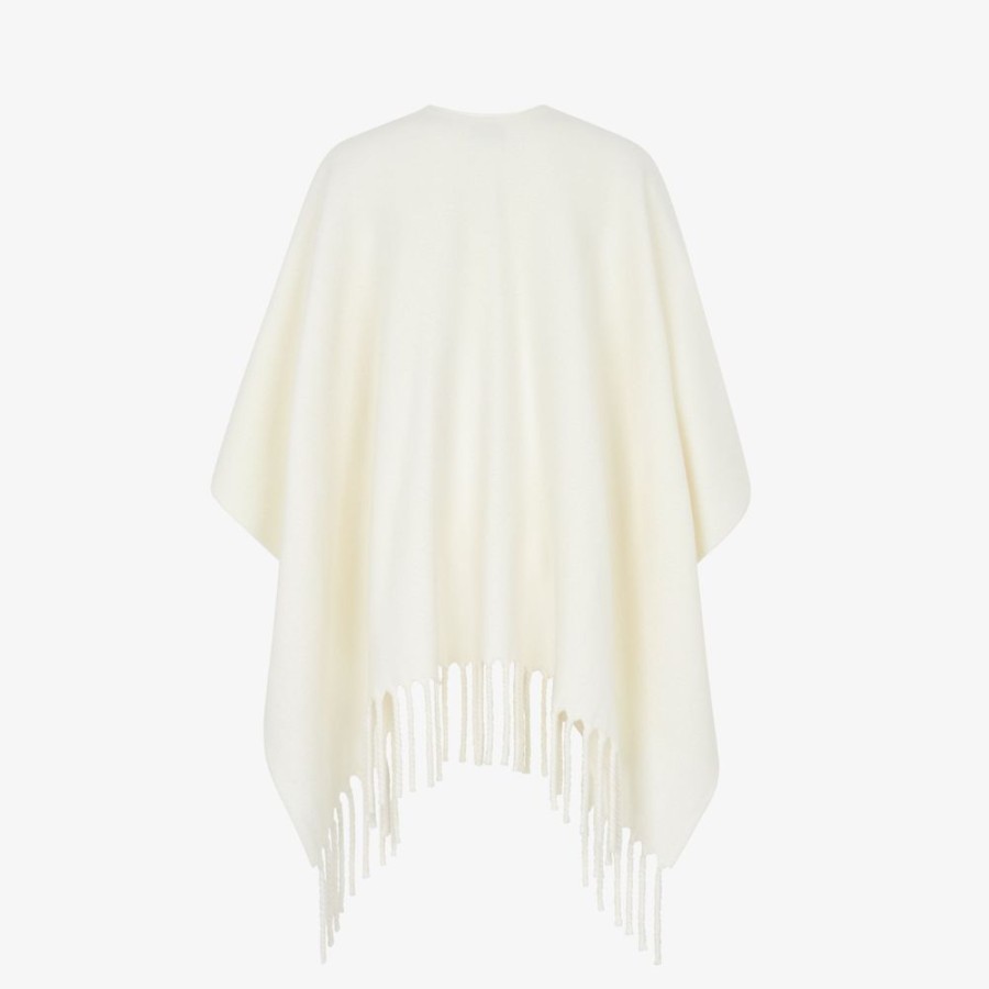 Damen Fendi Schals Und Ponchos | Poncho Aus Wolle In Elfenbeinweis