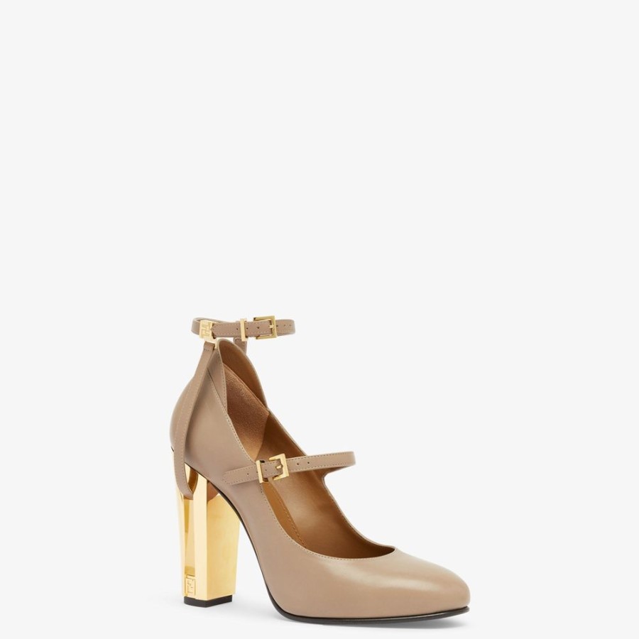 Damen Fendi Pumps Und Slingbacks | Pumps Mit Hohem Absatz Aus Leder In Taubengrau