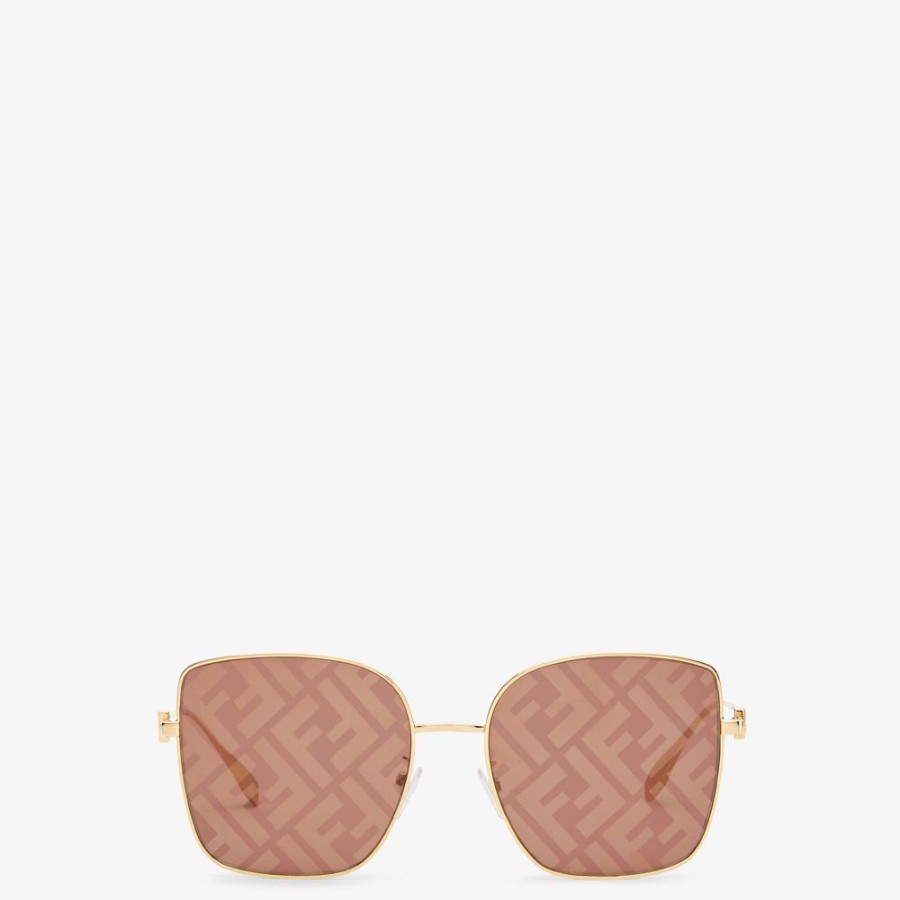 Damen Fendi Sonnenbrillen | Sonnenbrille Mit Braunen Glasern Mit Ff-Logo