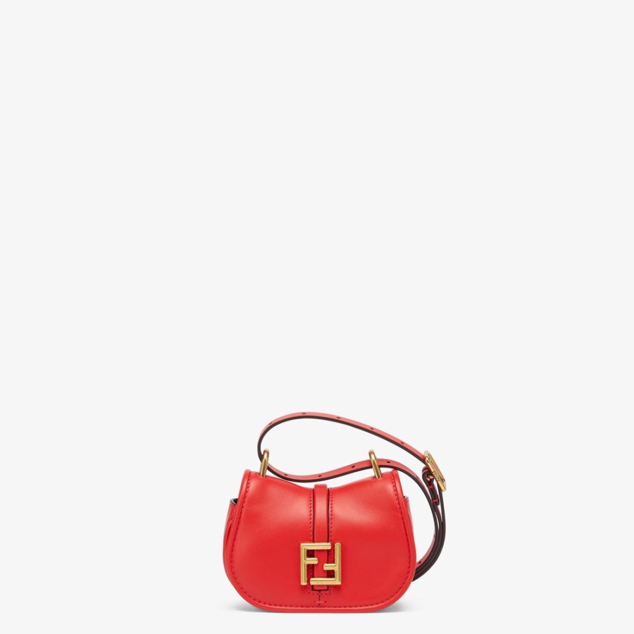 Damen Fendi Miniature Taschen | Anhanger Aus Leder In Rot