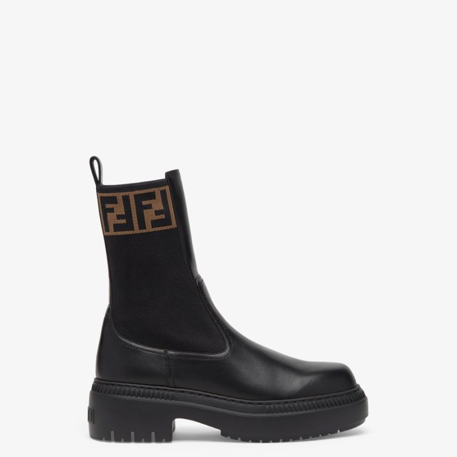 Damen Fendi Stiefel Und Stiefeletten | Bikerstiefel Aus Leder In Schwarz