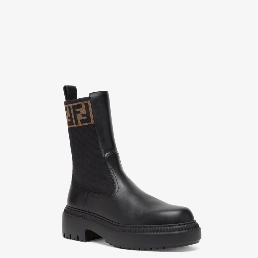 Damen Fendi Stiefel Und Stiefeletten | Bikerstiefel Aus Leder In Schwarz