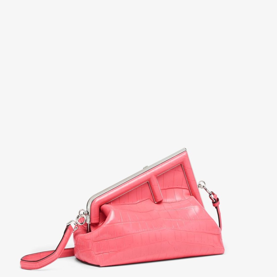 Damen Fendi Clutches & Pochetten | Tasche Aus Krokodilleder In Rosa