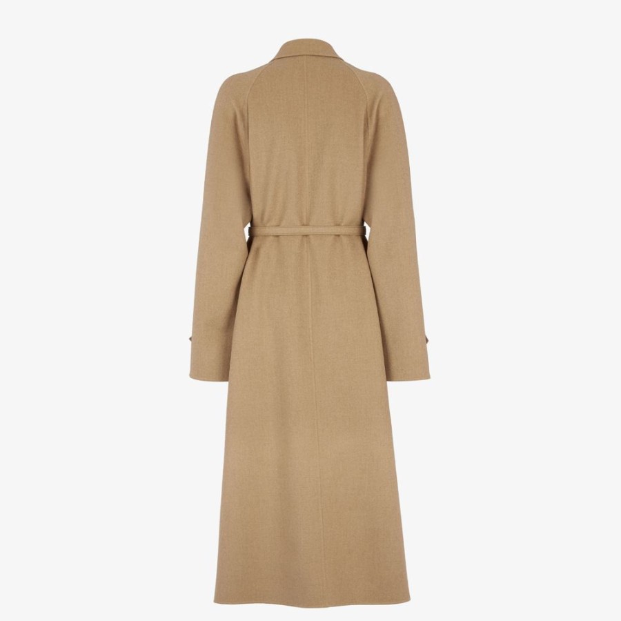 Damen Fendi Mantel Und Oberbekleidung | Trenchcoat Aus Kaschmir In Beige