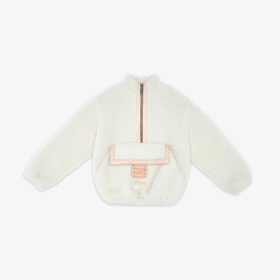 Kids Fendi Ready To Wear | Baguette Fleece Aus Lammfell In Weis