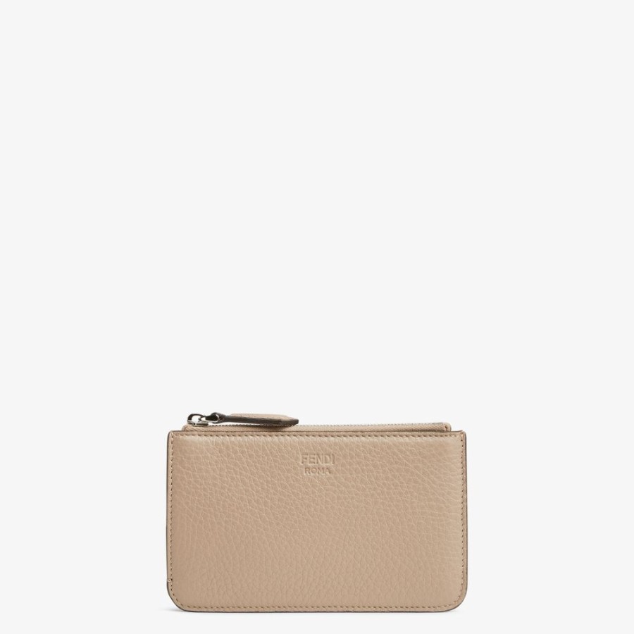 Damen Fendi Kartenetuis Und Kleine Accessoires | Pochette Aus Leder In Beige