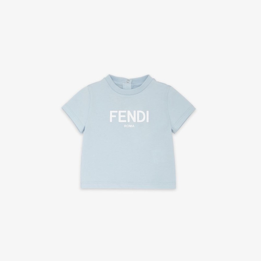 Kids Fendi Baby Madchen | Baby-T-Shirt Aus Jersey In Himmelblau