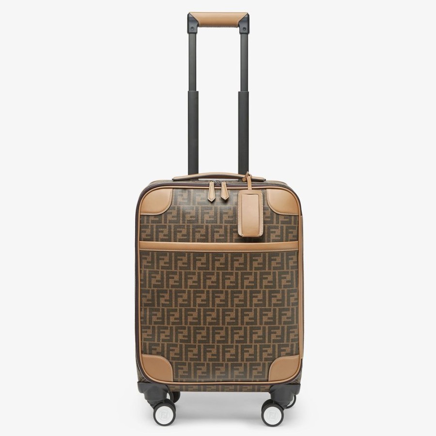 Herren Fendi Fur Die Reise | Trolley Aus Stoff Mit Ff-Signature In Braun