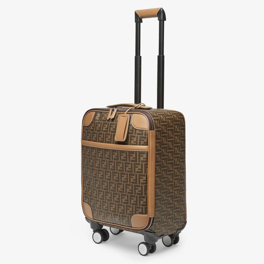 Herren Fendi Fur Die Reise | Trolley Aus Stoff Mit Ff-Signature In Braun