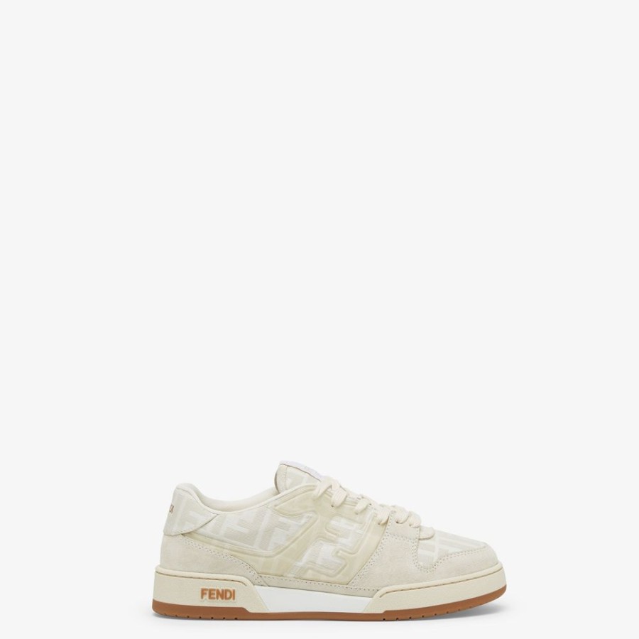 Damen Fendi Sneakers | Low-Top Aus Veloursleder In Weis