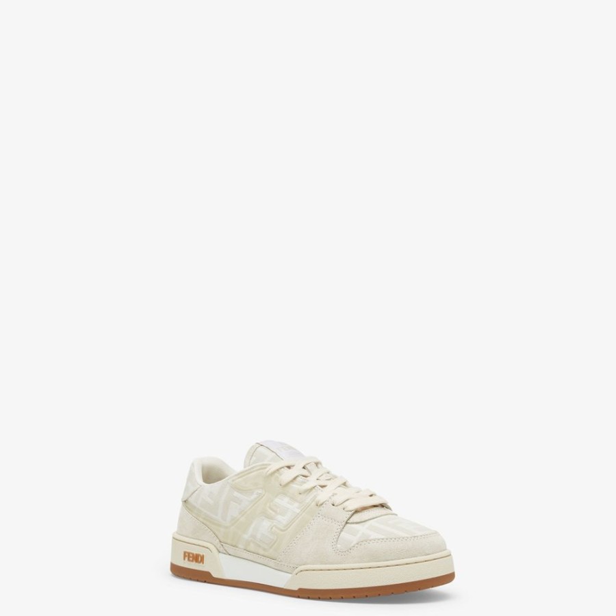 Damen Fendi Sneakers | Low-Top Aus Veloursleder In Weis