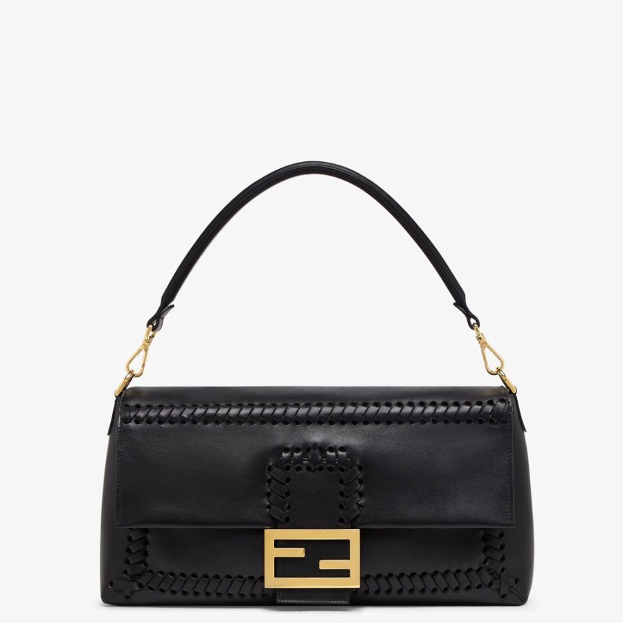 Damen Fendi Schulter- Und Crossbody-Taschen | Tasche Aus Leder In Schwarz Mit Farblich Abgestimmten Ziernahten