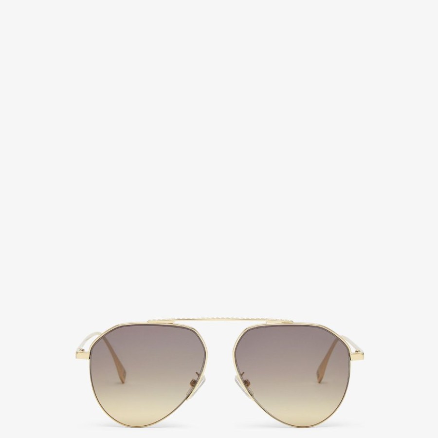 Herren Fendi Sonnenbrillen | Sonnenbrille Aus Metall In Gold-Optik