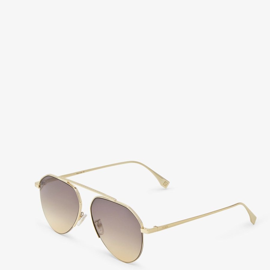 Herren Fendi Sonnenbrillen | Sonnenbrille Aus Metall In Gold-Optik