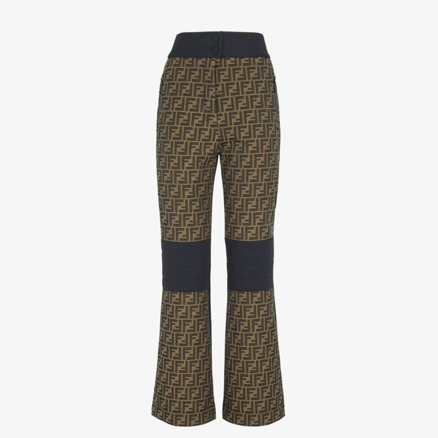 Damen Fendi Skiwear | Hose Aus Canvas Mit Ff-Detail In Braun