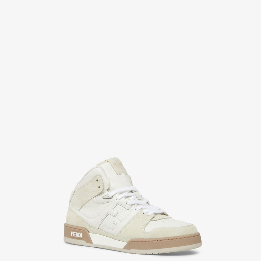 Herren Fendi Sneakers | Hoher Sneaker Aus Leder In Weis