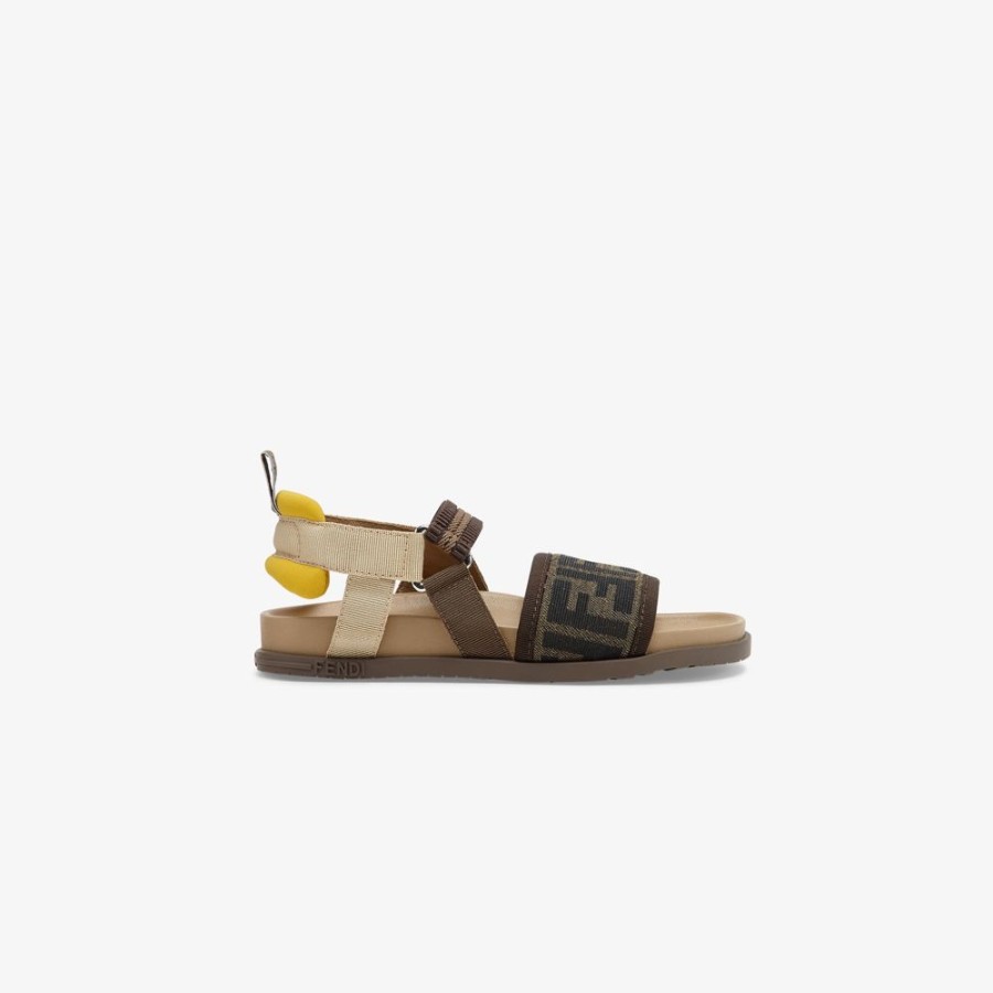 Kids Fendi Schuhe | Sandalen Aus Ff-Stoff In Tabakfarbe