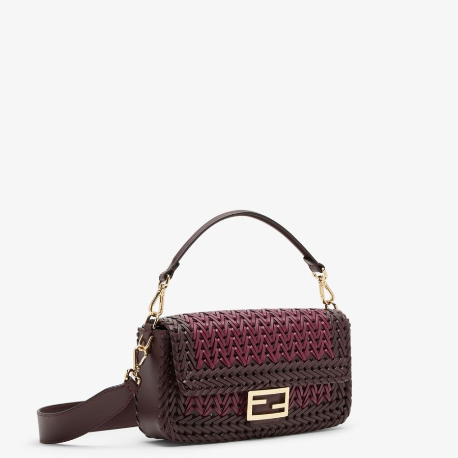 Damen Fendi Schulter- Und Crossbody-Taschen | Tasche Aus Geflochtenem Leder In Bordeaux