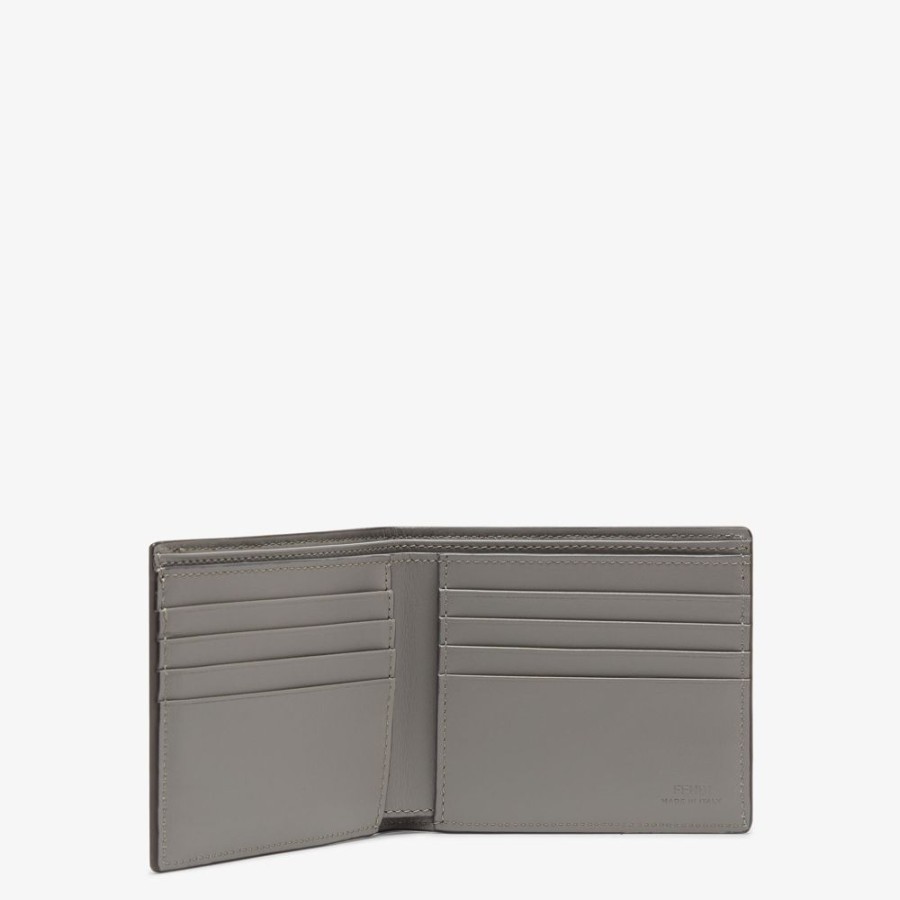 Herren Fendi Portemonnaies | Bi-Fold-Portemonnaie Aus Leder In Grau