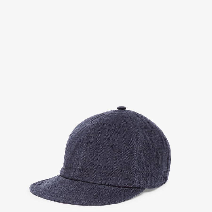 Herren Fendi Mutzen Und Handschuhe | Baseballcap Aus Denim In Blau