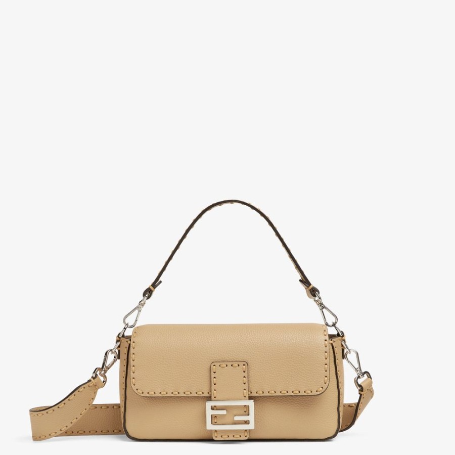 Damen Fendi Schulter- Und Crossbody-Taschen | Tasche Selleria In Beige Mit Makro-Nahten